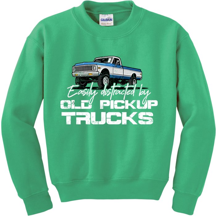 Easily Distracted By Old Pickup Trucks For Retro Kids Sweatshirt