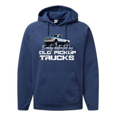 Easily Distracted By Old Pickup Trucks For Retro Performance Fleece Hoodie