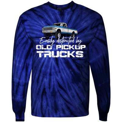 Easily Distracted By Old Pickup Trucks For Retro Tie-Dye Long Sleeve Shirt