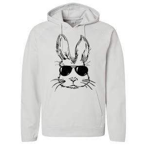 Easter Day Bunny Face With Sunglasses Performance Fleece Hoodie