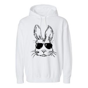 Easter Day Bunny Face With Sunglasses Garment-Dyed Fleece Hoodie