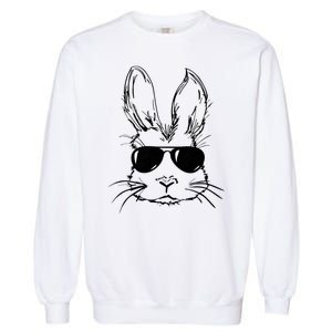 Easter Day Bunny Face With Sunglasses Garment-Dyed Sweatshirt