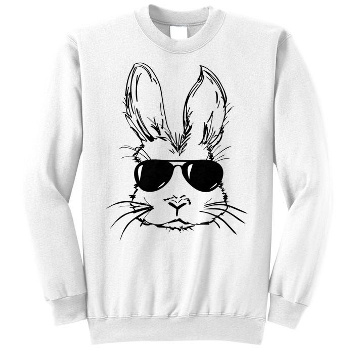 Easter Day Bunny Face With Sunglasses Sweatshirt