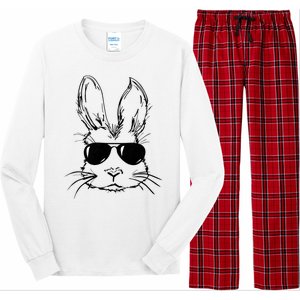 Easter Day Bunny Face With Sunglasses Long Sleeve Pajama Set