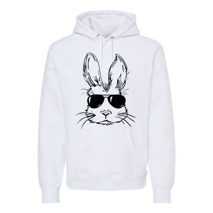 Easter Day Bunny Face With Sunglasses Premium Hoodie