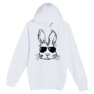 Easter Day Bunny Face With Sunglasses Premium Pullover Hoodie