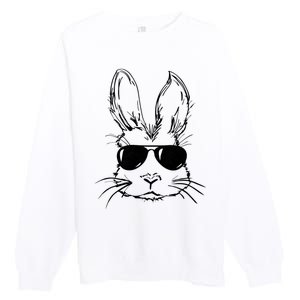 Easter Day Bunny Face With Sunglasses Premium Crewneck Sweatshirt