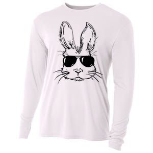 Easter Day Bunny Face With Sunglasses Cooling Performance Long Sleeve Crew