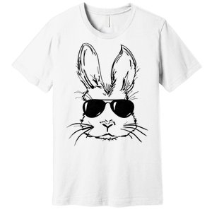 Easter Day Bunny Face With Sunglasses Premium T-Shirt