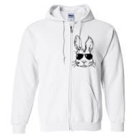 Easter Day Bunny Face With Sunglasses Full Zip Hoodie