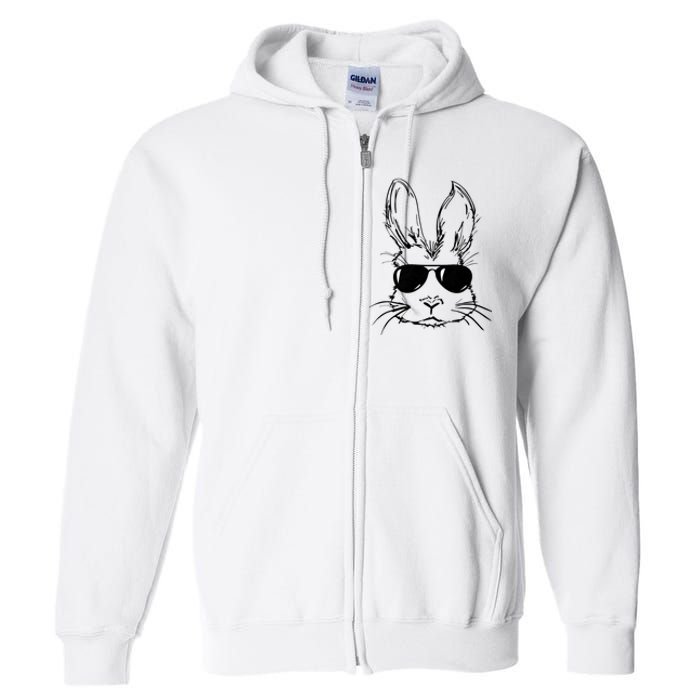 Easter Day Bunny Face With Sunglasses Full Zip Hoodie