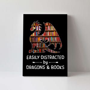 easily distracted by Dragon and Books nerds Canvas