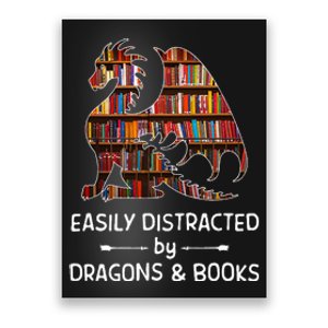 easily distracted by Dragon and Books nerds Poster