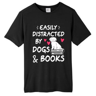 Easily Distracted By Dogs And Books Dog & Book Lover Tall Fusion ChromaSoft Performance T-Shirt