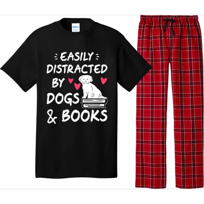 Easily Distracted By Dogs And Books Dog & Book Lover Pajama Set