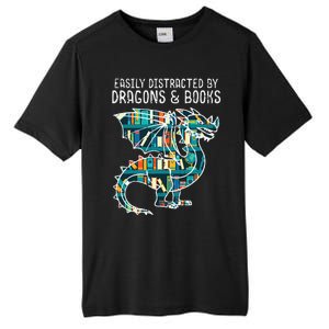 Easily Distracted By Dragons Books Funny Reading Bookworm Tall Fusion ChromaSoft Performance T-Shirt