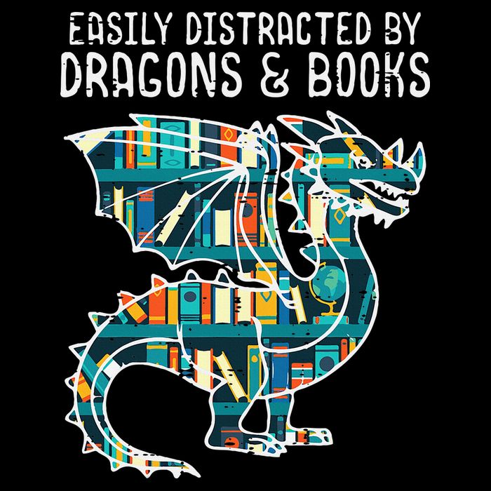 Easily Distracted By Dragons Books Funny Reading Bookworm 16 in Basic Backpack