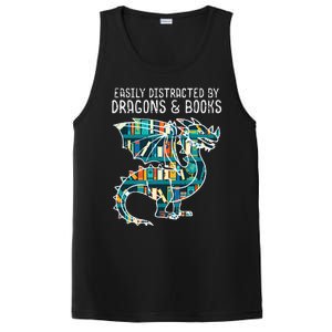 Easily Distracted By Dragons Books Funny Reading Bookworm PosiCharge Competitor Tank