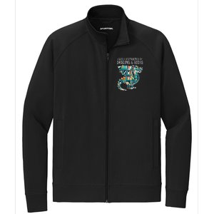 Easily Distracted By Dragons Books Funny Reading Bookworm Stretch Full-Zip Cadet Jacket