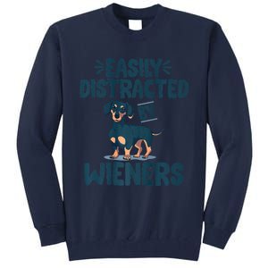 Easily Distracted By Wieners | Funny Dackel Dachshund Tall Sweatshirt