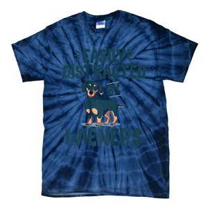 Easily Distracted By Wieners | Funny Dackel Dachshund Tie-Dye T-Shirt