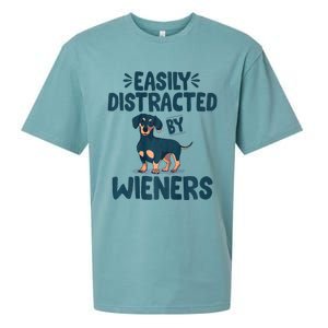 Easily Distracted By Wieners | Funny Dackel Dachshund Sueded Cloud Jersey T-Shirt