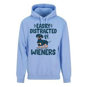 Easily Distracted By Wieners | Funny Dackel Dachshund Unisex Surf Hoodie