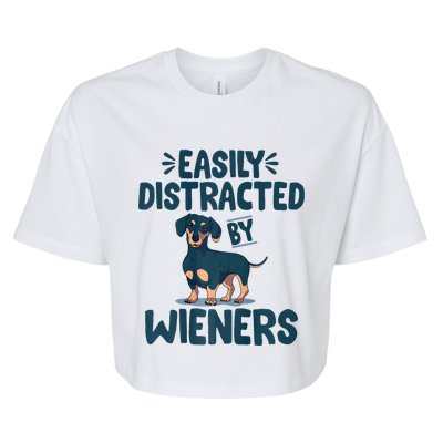 Easily Distracted By Wieners | Funny Dackel Dachshund Bella+Canvas Jersey Crop Tee