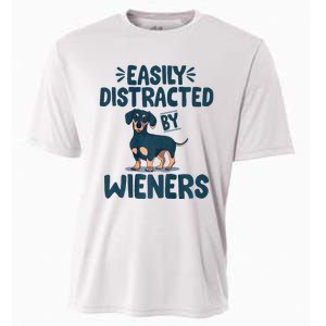 Easily Distracted By Wieners | Funny Dackel Dachshund Cooling Performance Crew T-Shirt