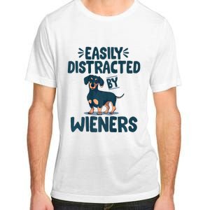 Easily Distracted By Wieners | Funny Dackel Dachshund Adult ChromaSoft Performance T-Shirt