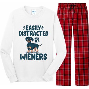 Easily Distracted By Wieners | Funny Dackel Dachshund Long Sleeve Pajama Set