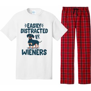 Easily Distracted By Wieners | Funny Dackel Dachshund Pajama Set