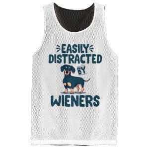 Easily Distracted By Wieners | Funny Dackel Dachshund Mesh Reversible Basketball Jersey Tank