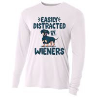 Easily Distracted By Wieners | Funny Dackel Dachshund Cooling Performance Long Sleeve Crew