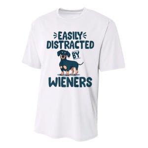 Easily Distracted By Wieners | Funny Dackel Dachshund Performance Sprint T-Shirt