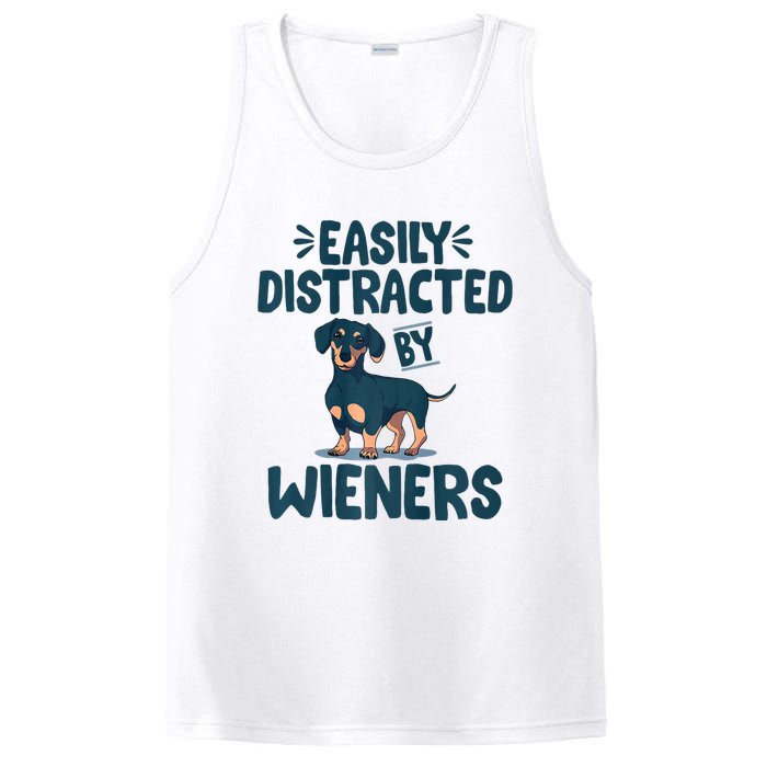 Easily Distracted By Wieners | Funny Dackel Dachshund PosiCharge Competitor Tank