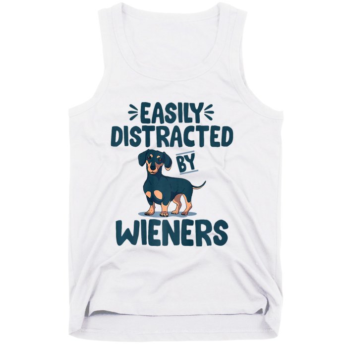 Easily Distracted By Wieners | Funny Dackel Dachshund Tank Top