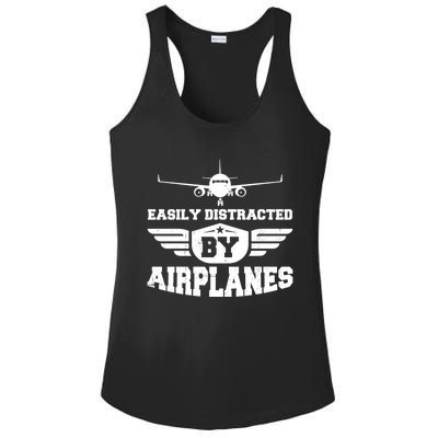 Easily Distracted By Airplanes Gift Ladies PosiCharge Competitor Racerback Tank