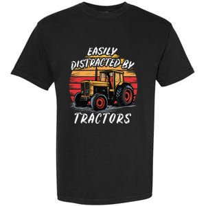 Easily Distracted By Tractors Fun Farmer & Farming Gift Garment-Dyed Heavyweight T-Shirt