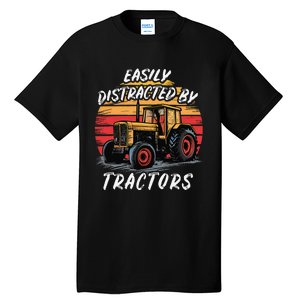 Easily Distracted By Tractors Fun Farmer & Farming Gift Tall T-Shirt