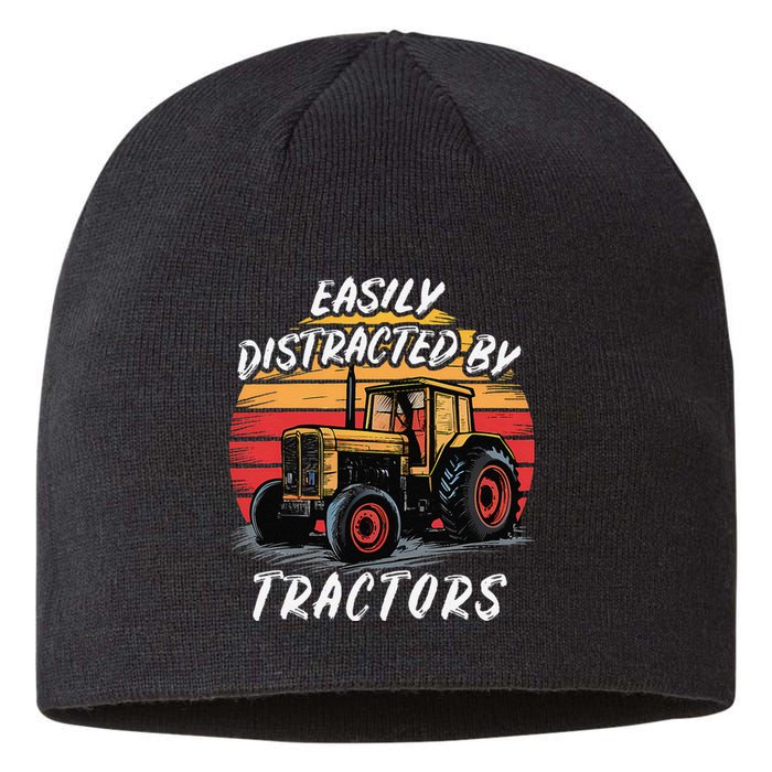 Easily Distracted By Tractors Fun Farmer & Farming Gift Sustainable Beanie