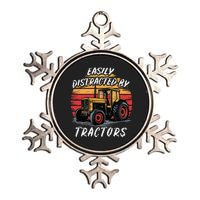 Easily Distracted By Tractors Fun Farmer & Farming Gift Metallic Star Ornament