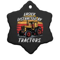 Easily Distracted By Tractors Fun Farmer & Farming Gift Ceramic Star Ornament