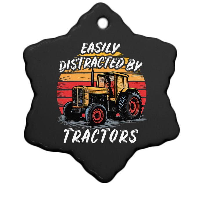 Easily Distracted By Tractors Fun Farmer & Farming Gift Ceramic Star Ornament