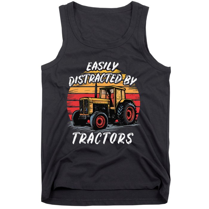 Easily Distracted By Tractors Fun Farmer & Farming Gift Tank Top