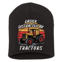 Easily Distracted By Tractors Fun Farmer & Farming Gift Short Acrylic Beanie