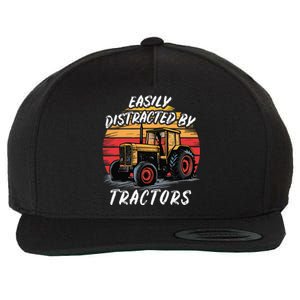 Easily Distracted By Tractors Fun Farmer & Farming Gift Wool Snapback Cap