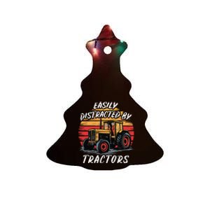 Easily Distracted By Tractors Fun Farmer & Farming Gift Ceramic Tree Ornament