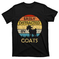 Easily Distracted By Goats Retro Vintage Funny Goat Lover T-Shirt