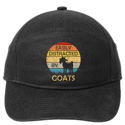 Easily Distracted By Goats Retro Vintage Funny Goat Lover 7-Panel Snapback Hat